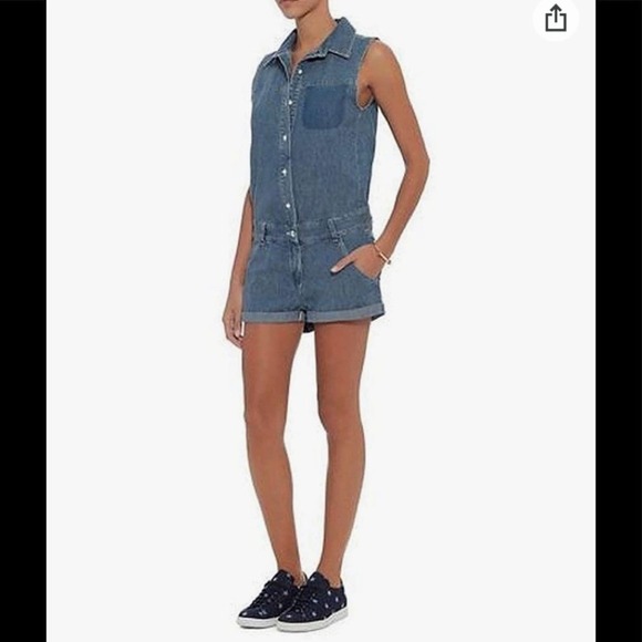NWT Rag & Bone Cut Out Back Denim Romper MSRP $328 SZ L